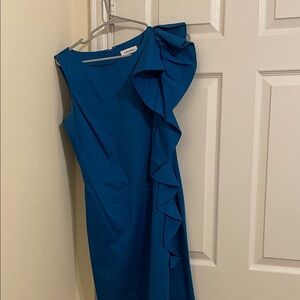 Calvin Klein Collection Blue Asymmetrical Dress